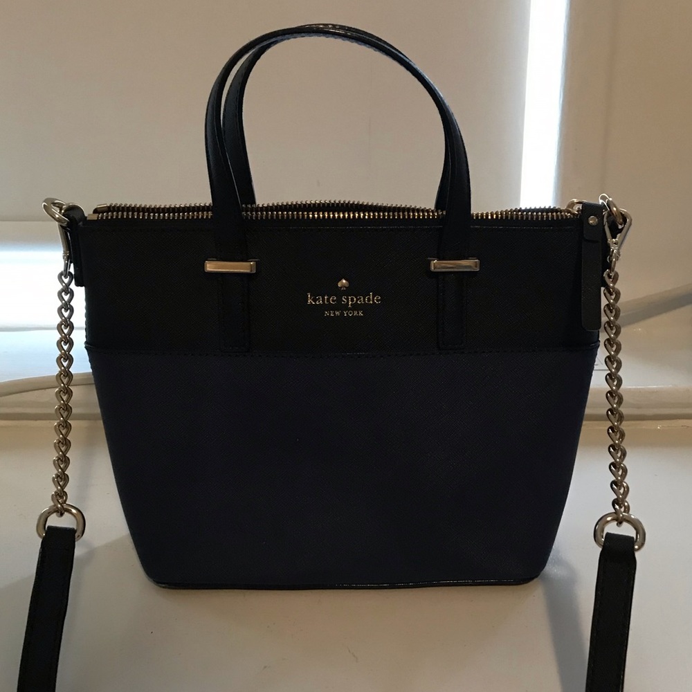 blue and black purse